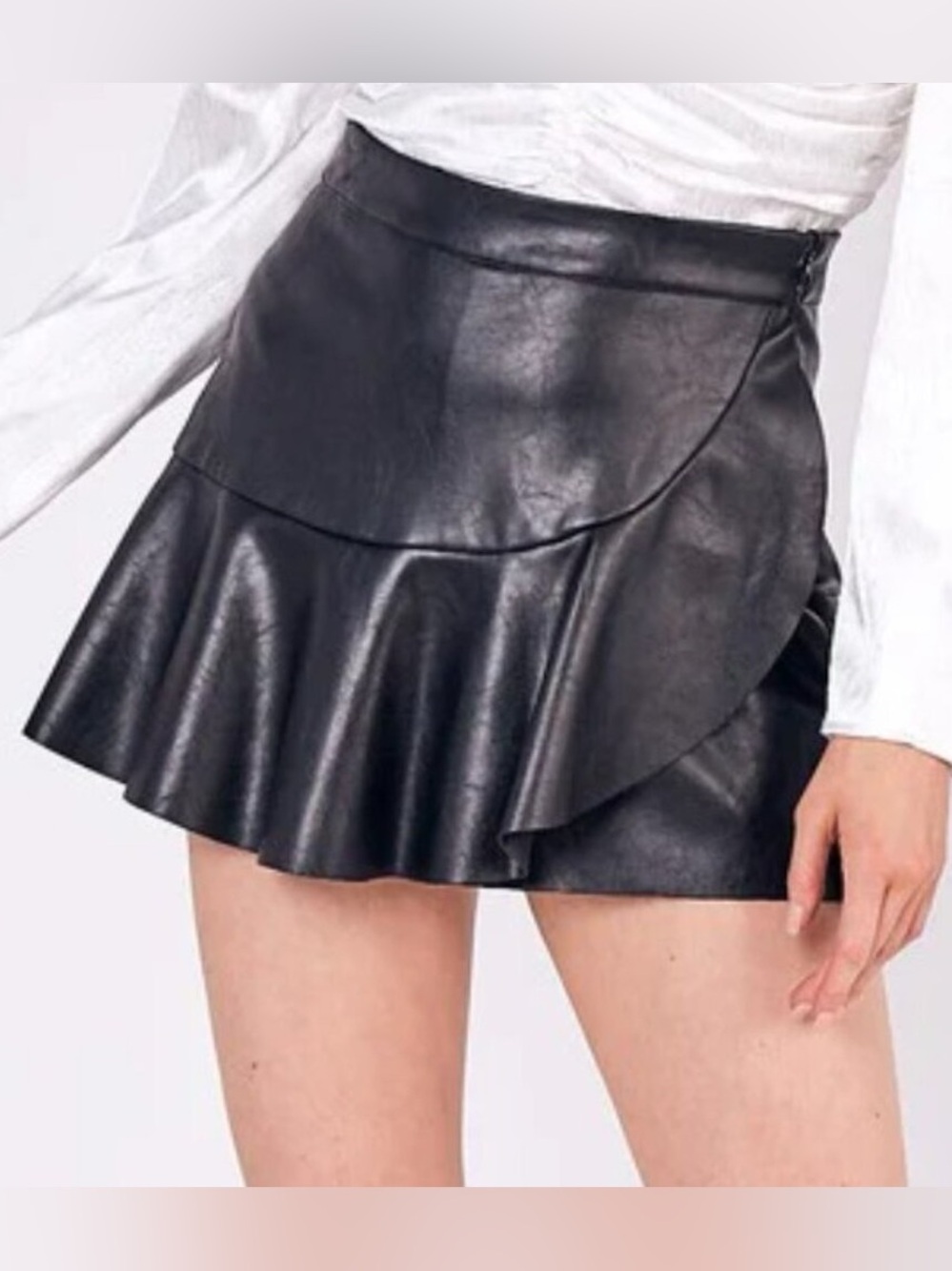 Do+Be Black Leather Skort Skirt Shorts Mini
